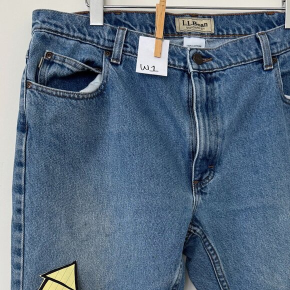 3 PAIR LOT- LL BEAN Men's 38x28 Medium Blue Jeans - WORK PANTS - Picture 5 of 13